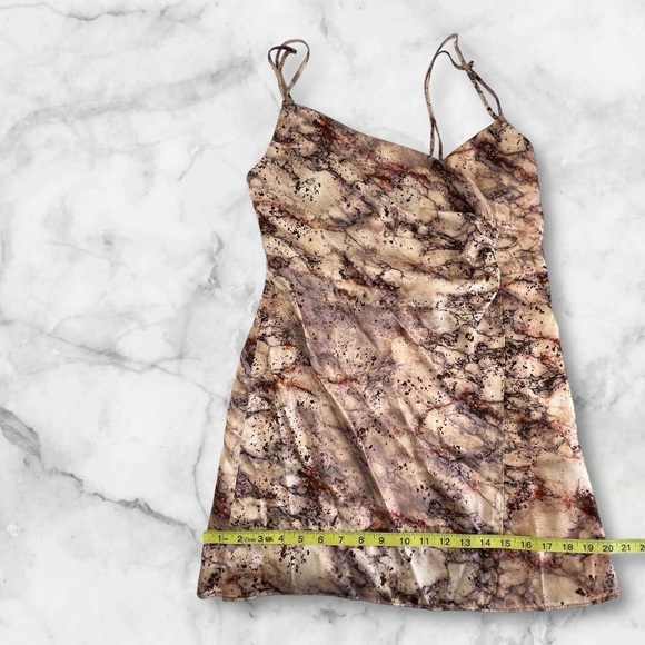 Zara Satin Effect  Marbled Print Mini Spaghetti Strap Wrap Dress Sz: Small - Picture 9 of 11